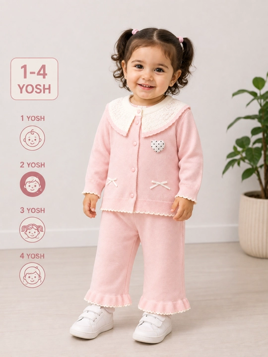 Qizlar uchun pushti dvoyka 1–4 yosh yengil va qulay paxtali kiyim