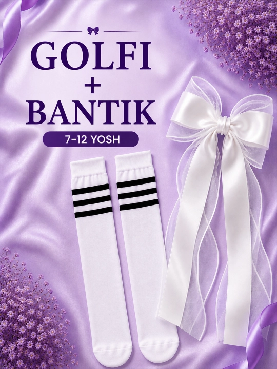 Golfilar va bantiklar, 2 talik to'plam, maktab uchun qizlar golfisi, 5-12 yosh - 