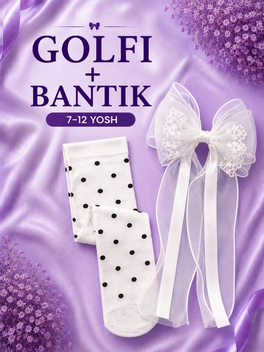 Golfilar va bantiklar, 2 talik to'plam, maktab uchun qizlar golfisi, 5-12 yosh - 