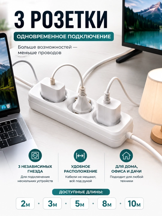 Universal elektr uzatma kabeli, 3 m, 5 m, 8 m