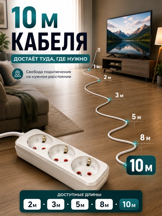 Universal elektr uzatma kabeli, 3 m, 5 m, 8 m