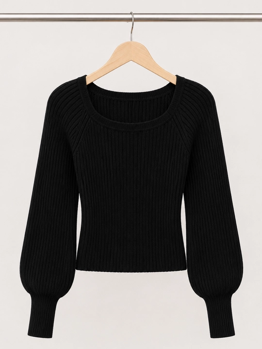 Kuz, qish va bahor uchun ayollar sviterlari, standart o‘lchamdagi, kvadrat yoqali