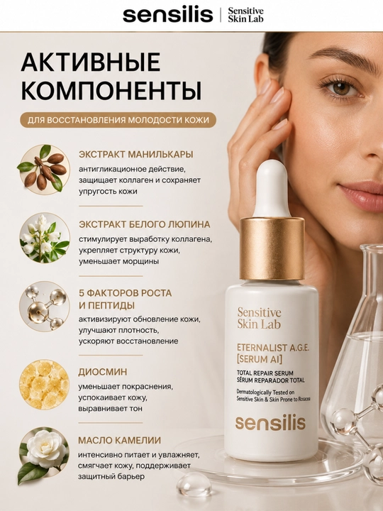 Сыворотка для лица антивозрастная Sensilis Eternalist A.G.E. 30 мл от морщин