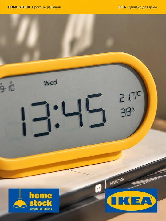 IKEA RODSTRAFSE будильник с гигро-термометром, 17×8×6 см