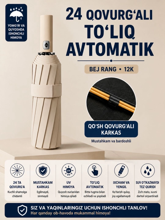 Soyabon, 24 qovurg'ali avtomatik - 