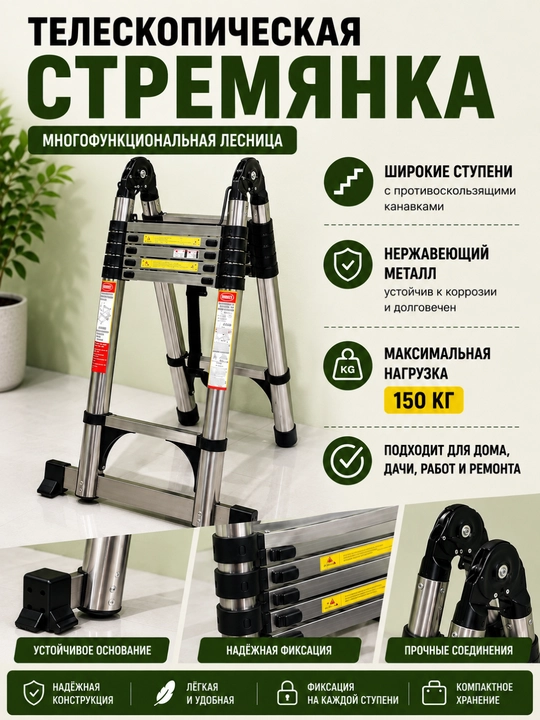 Стремянка, лестница телескопическая - 