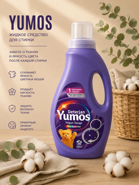 Yumoş Detarjan Yoğun Terapi — rangli kiyimlar uchun kir yuvish geli, 2,5 l - 