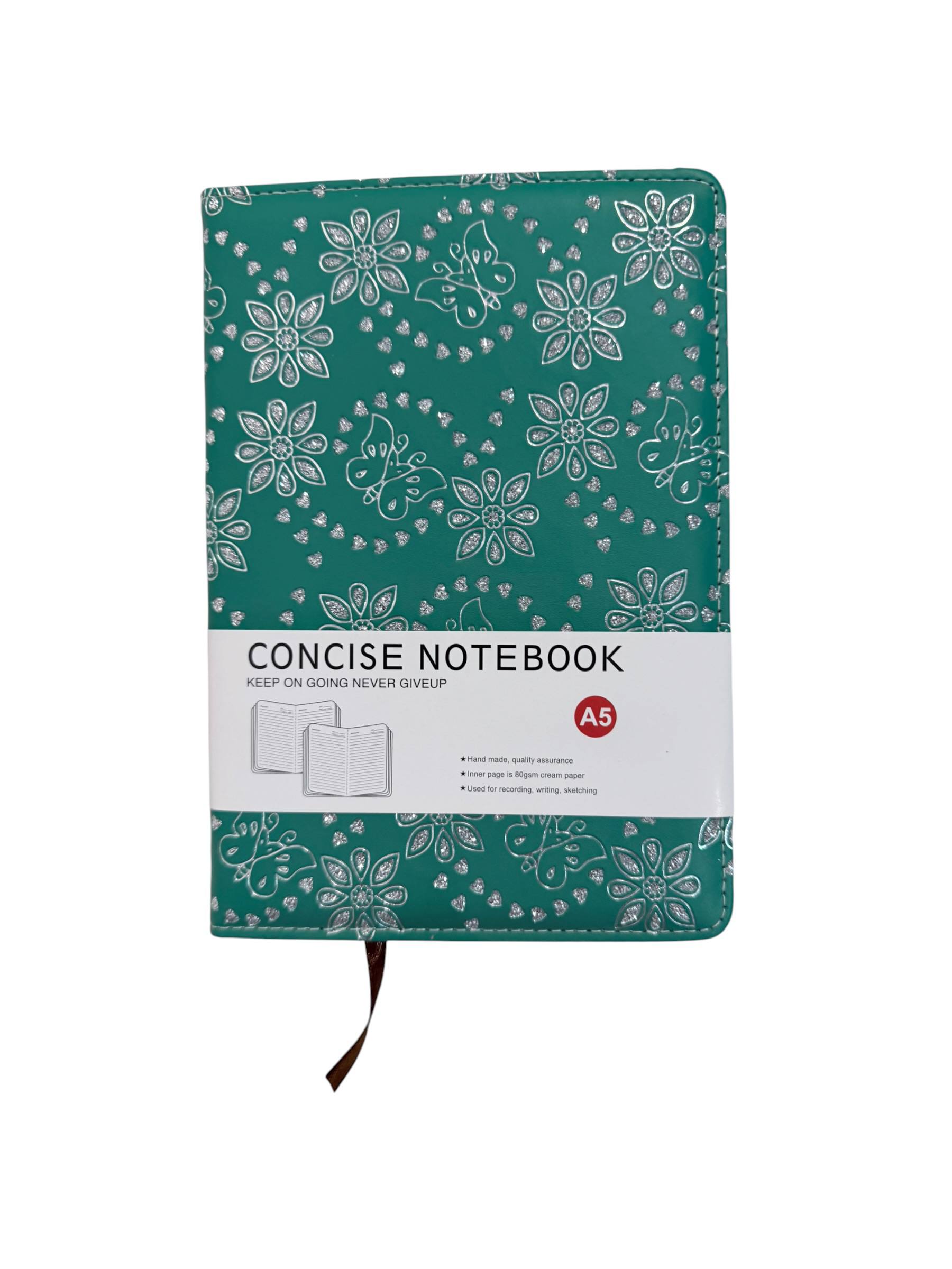 Блокнот Concise Notebook A5 с узором в клетку, из экокожи, зеленый - 