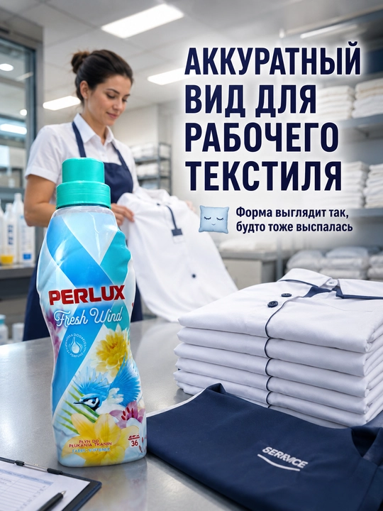 PERLUX Fresh Wind kiyim yumshatgichi, chayish vositasi, 900 ml, 36 tagacha yuvish