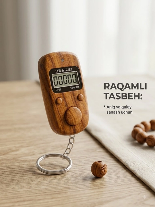 Elektron raqamli tasbeh toʻplami: har 100 tada signal beruvchi brelok tasbeh, 4 xil rang