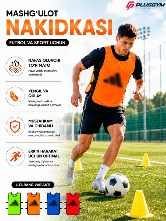 🏃‍♂️ Futbol va sport mashg‘ulotlari uchun nakidka, manishka - 