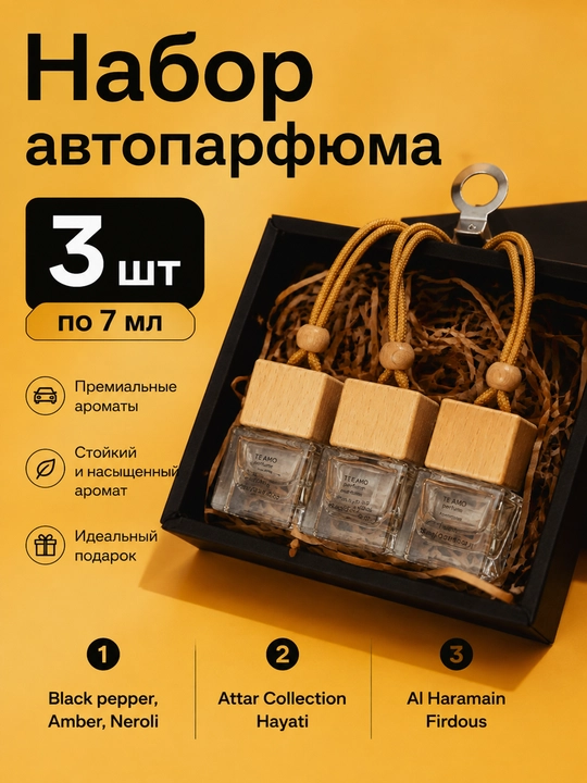 Освежитель для машин, автопарфюм ароматизатор для авто, набор 3 аромата
