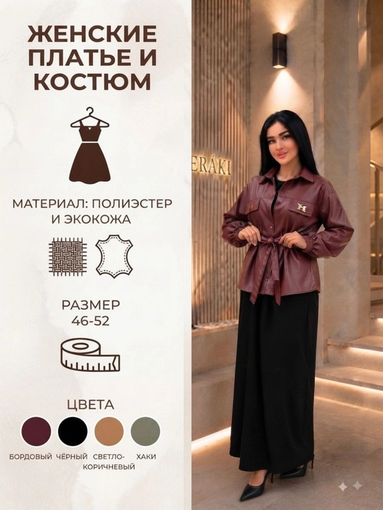 Ko ylaklar ayollar va eko koja  kastyum to'plami belbog'li, ko'ylaklar ayollar uchun  46-52