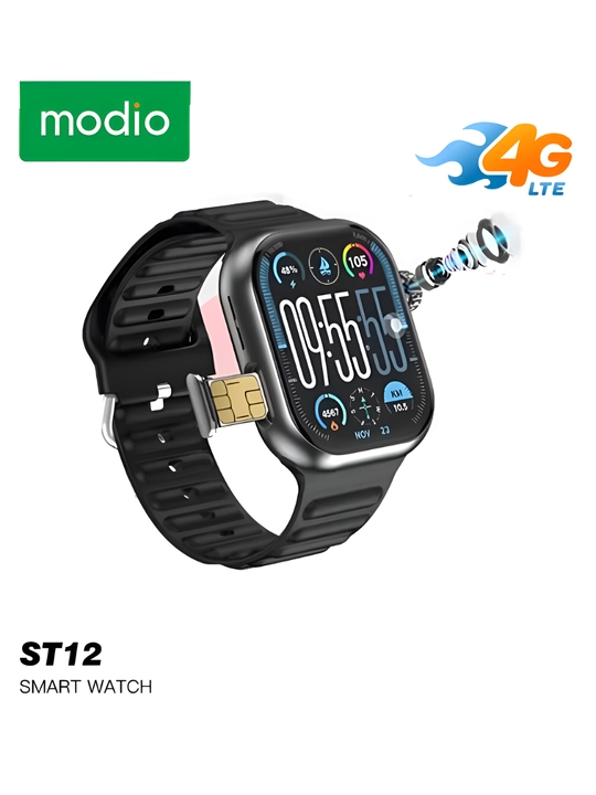 Modio ST12 4G Smart Watch — SIM, qo‘ng‘iroq, WhatsApp, YouTube, TikTok, kamera, 2.2″