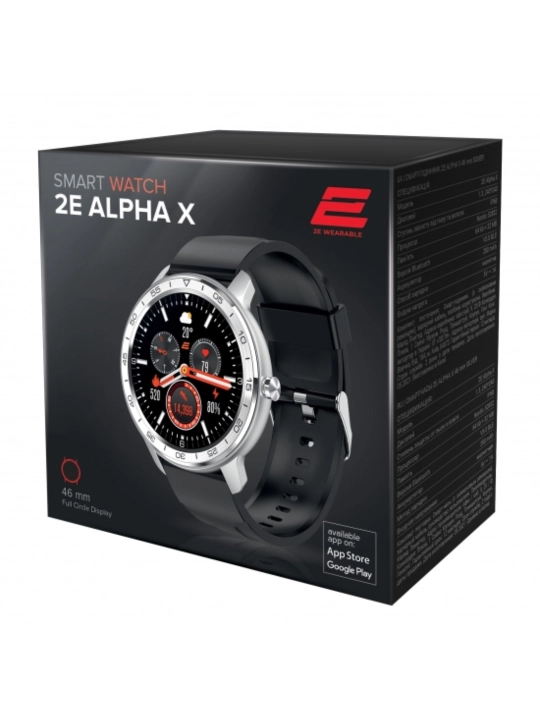 Смарт-часы 2E Alpha X 46мм, 1.3", 240x240, TFT, BT 5.0 BLE, серебристый