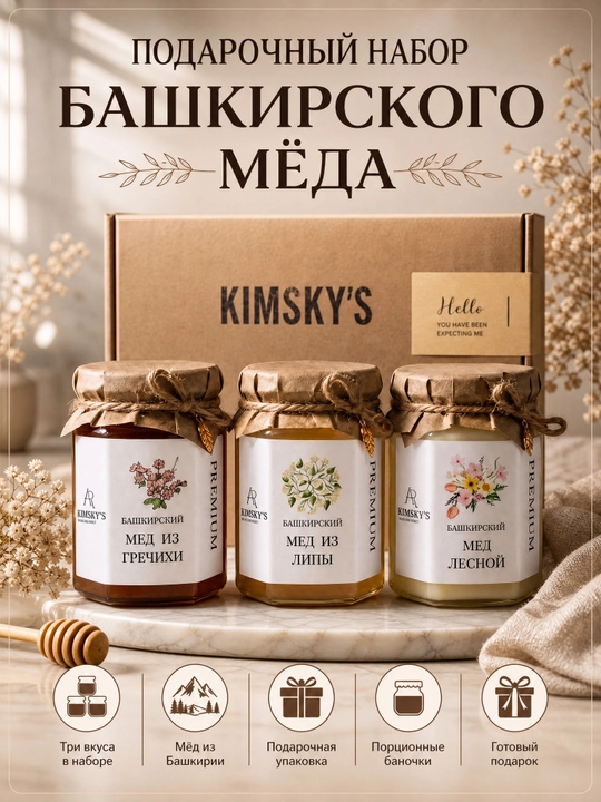 KIMSKY’S Tabiiy Boshqird Asali Sovg‘a to‘plami