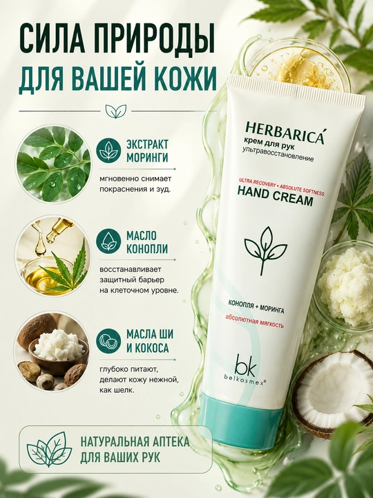 Qo'l kremi Belkosmeks Herbarica ultra-tiklash, 80 g