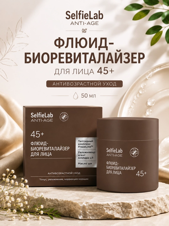 Флюид-биоревиталайзер для лица SelfieLab ANTI-AGE 45+, 50 мл, SelfieLab - 