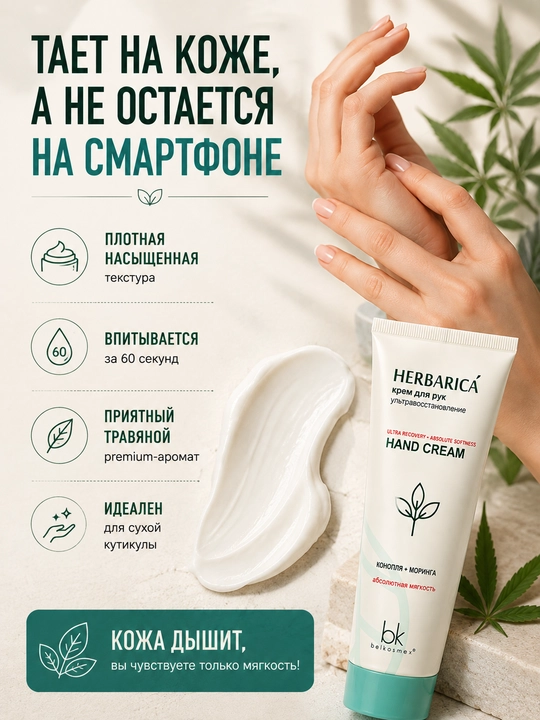 Qo'l kremi Belkosmeks Herbarica ultra-tiklash, 80 g