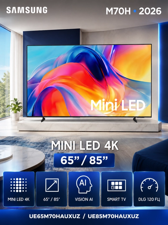 Televizor Samsung M70H 65″/85″ Mini LED 4K Vision AI Smart TV, DLG 120 Gts, 2026 - 
