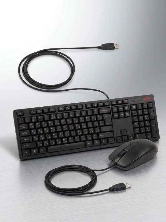 Проводной набор клавиатура + мышь A4Tech KK3330 USB 1600 dpi Rus/Eng