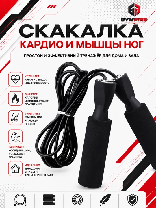 Набор для фитнеса 5в1: ролик, скакалка, упоры, эспандер, фитнес-резинка
