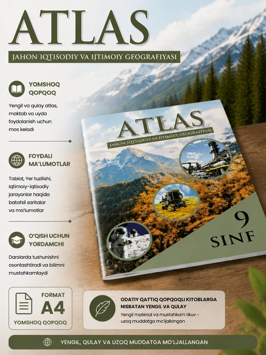 Atlas. Jahon iqtisodiy va ijtimoiy geografiyasi, 9 sinf - 