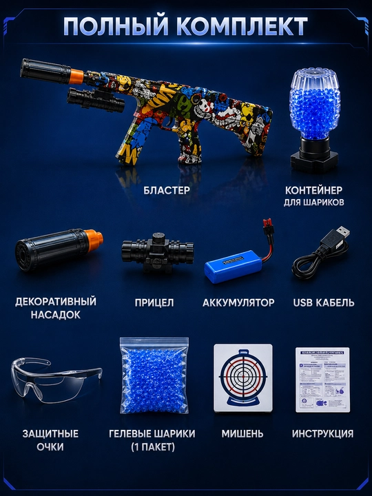 Игрушечный гелевый автомат M416 с гидрогелевыми шариками