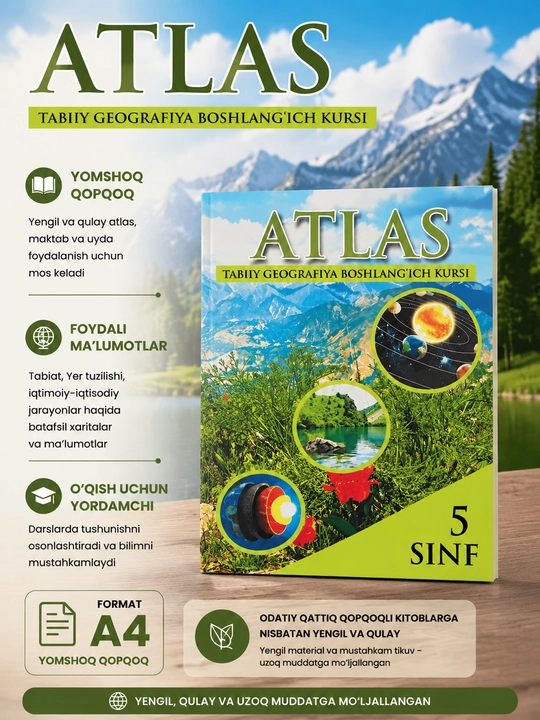 Atlas. Tabiiy geografiya boshlang‘ich kursi, 5 sinf - 