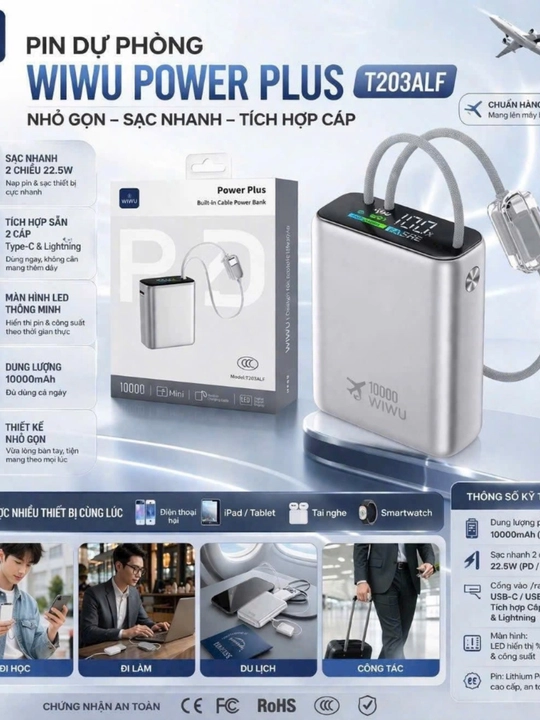 WiWU T203ALF Power Plus 10000 mAh portativ quvvatlagich - 