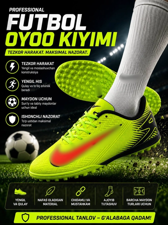 Futbol oyoq kiyimi – sun’iy va tabiiy maydonlar uchun yengil sport butsasi - 