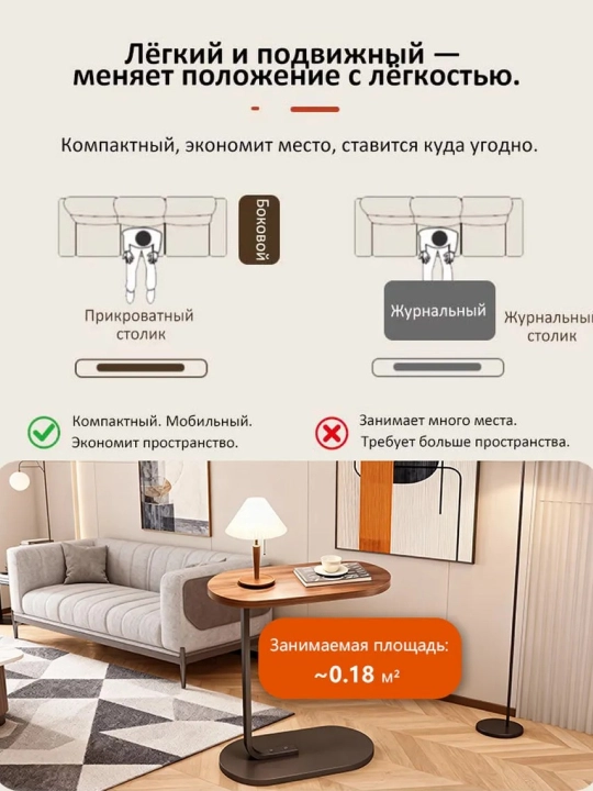 Приставной столик с регулировкой высоты и поворотной столешницей,журнальный,кофейный стол
