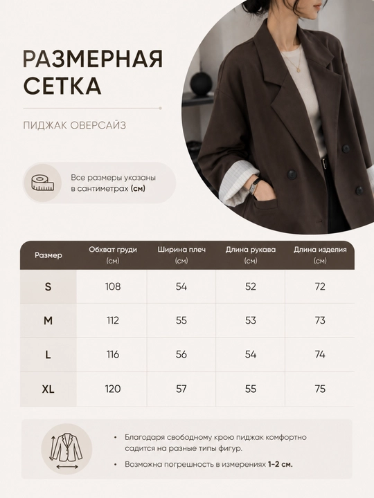 Женский пиджак-блейзер оверсайз, двубортный, свободного кроя, S–XL