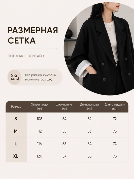 Женский пиджак-блейзер оверсайз, двубортный, свободного кроя, S–XL