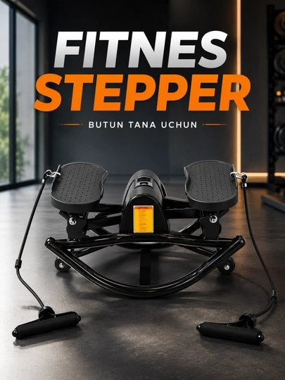 Stepper trenajor, espanderli mini stepper, uyda kardio va oyoq mashqlari uchun - 