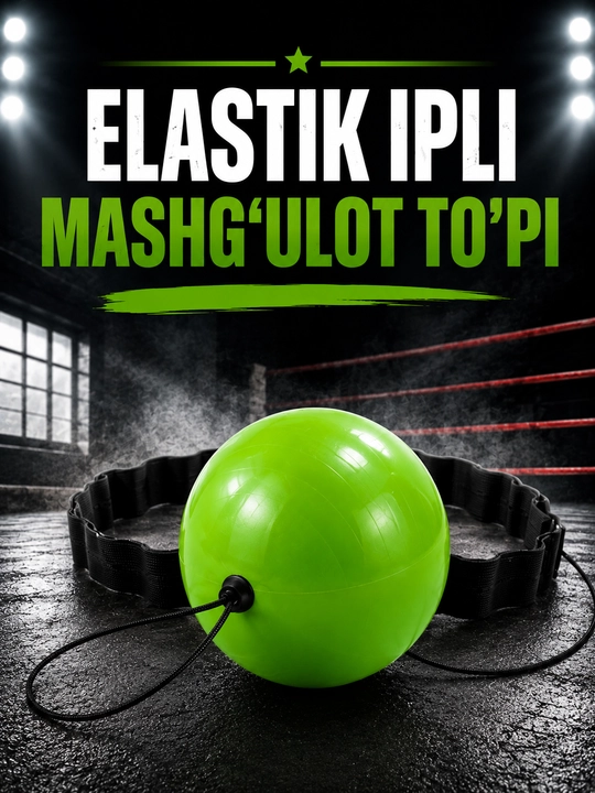 Sport uchun elastik ipli mashq to‘pi boks va reaksiya mashqlari uchun mo‘ljallangan