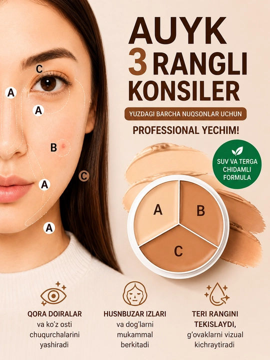 Uch rangli yuz konsileri palitrasi