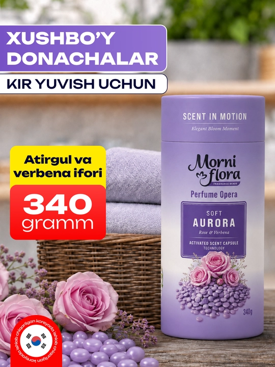 Morni Flora Perfume Opera 340 g, kir yuvish uchun xushbo‘y granulalar - 