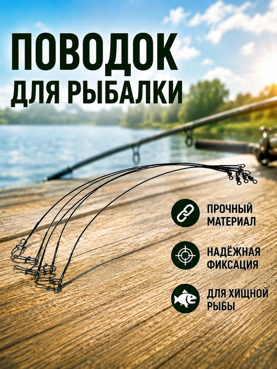 Вольфрамовый поводок для рыбалки, антизуб для щуки и хищной рыбы
