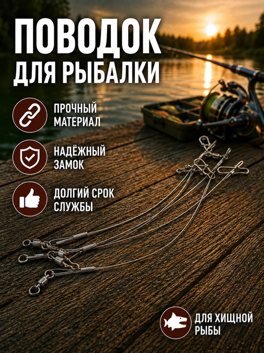 Вольфрамовый поводок для рыбалки, антизуб для щуки и хищной рыбы
