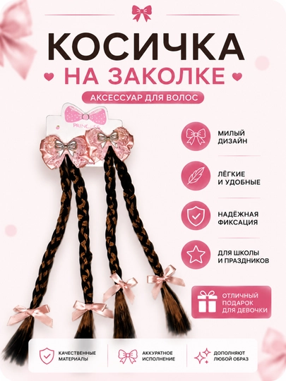 Детские заколки с искусственными локонами и бантиками, набор аксессуаров для волос - 