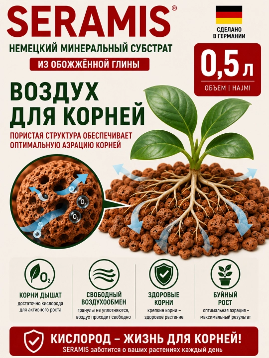 SERAMIS mineral substrati Xona o‘simliklari uchun kuydirilgan loydan tayyorlangan seramis