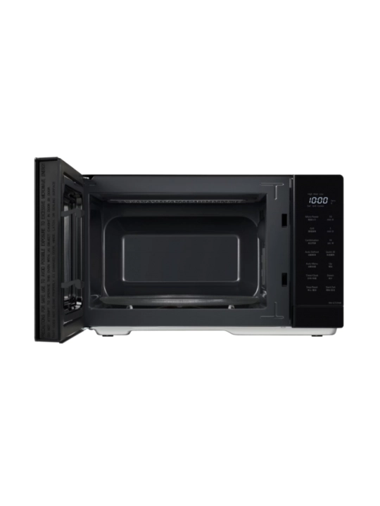 Panasonic mikroto‘lqinli pechi, 24 l, 900 Vt, gril, 4 dyuymli LCD displey, qora rang
