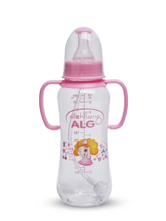 Bolalar uchun tutqichli va naychali sut shishasi, ovqatlantirish shishasi 280 ml - 