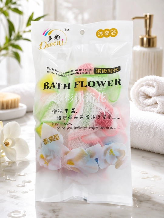 Rangli hammom machalkasi Bath Flower, yumshoq to‘rli, dush va kundalik foydalanish uchun