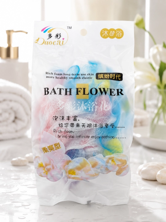 Rangli hammom machalkasi Bath Flower, yumshoq to‘rli, dush va kundalik foydalanish uchun
