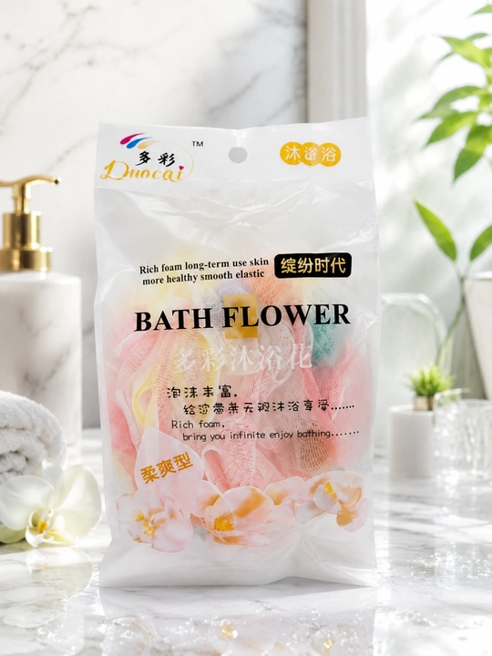 Rangli hammom machalkasi Bath Flower, yumshoq to‘rli, dush va kundalik foydalanish uchun