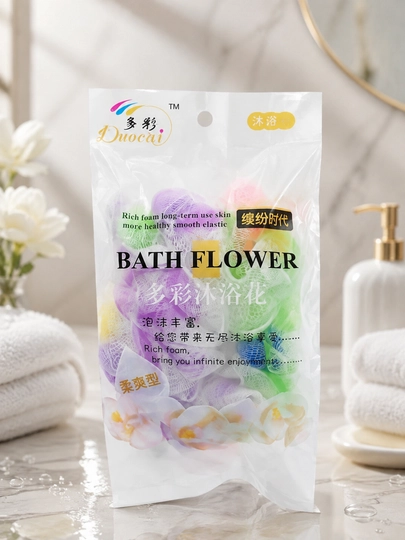 Rangli hammom machalkasi Bath Flower, yumshoq to‘rli, dush va kundalik foydalanish uchun