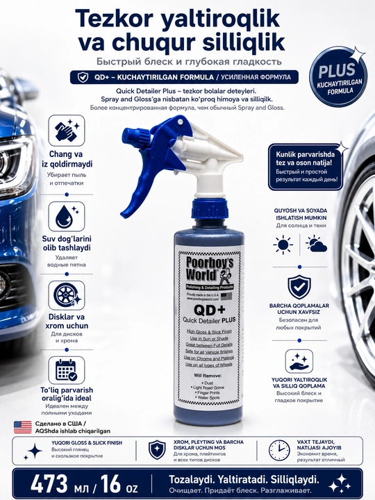 Yaltiroq va himoya detailing vositasi Poorboy’s World QD+ - 