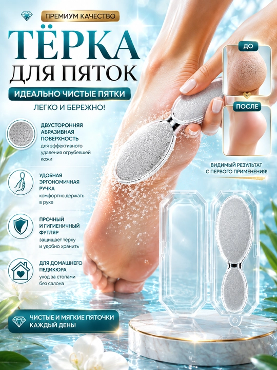 Oyoq va tovon uchun ikki tomonlama shisha pilka nano pedikyur vositasi - 